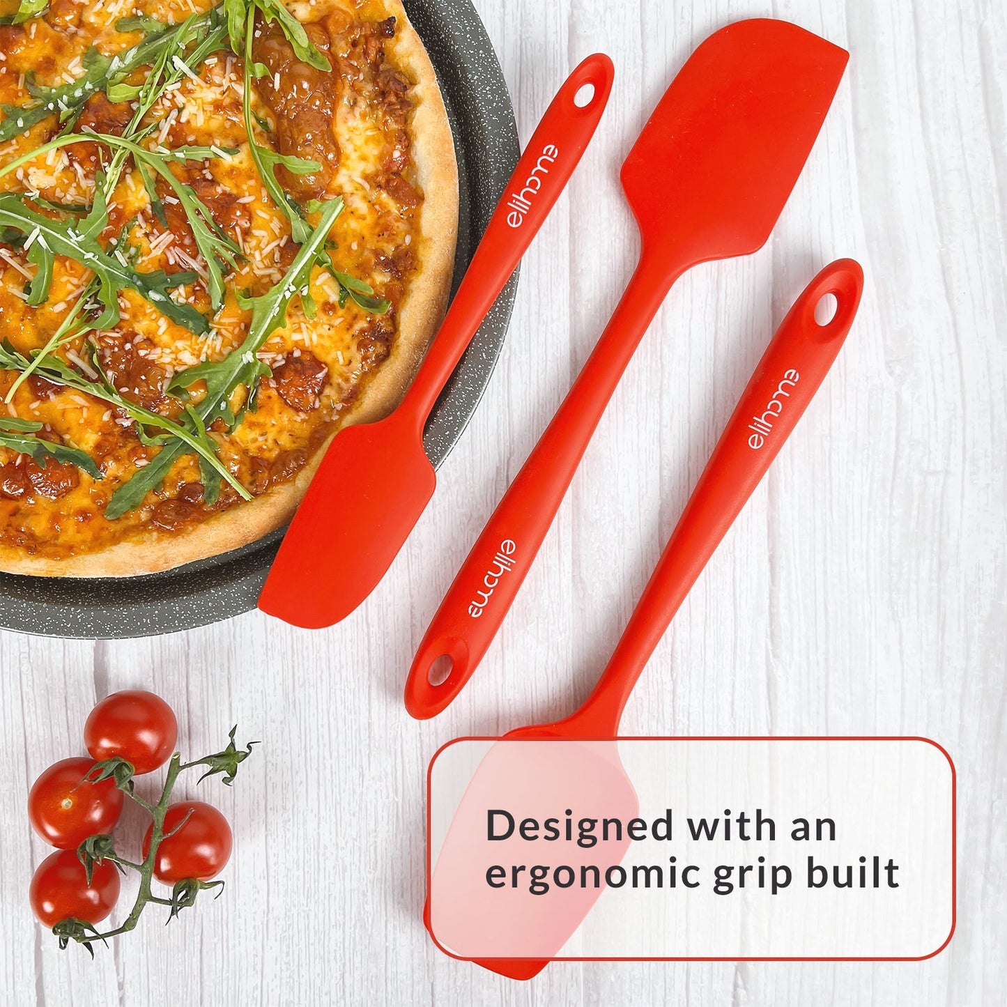 3 Piece Silicone Spatula Set - Red