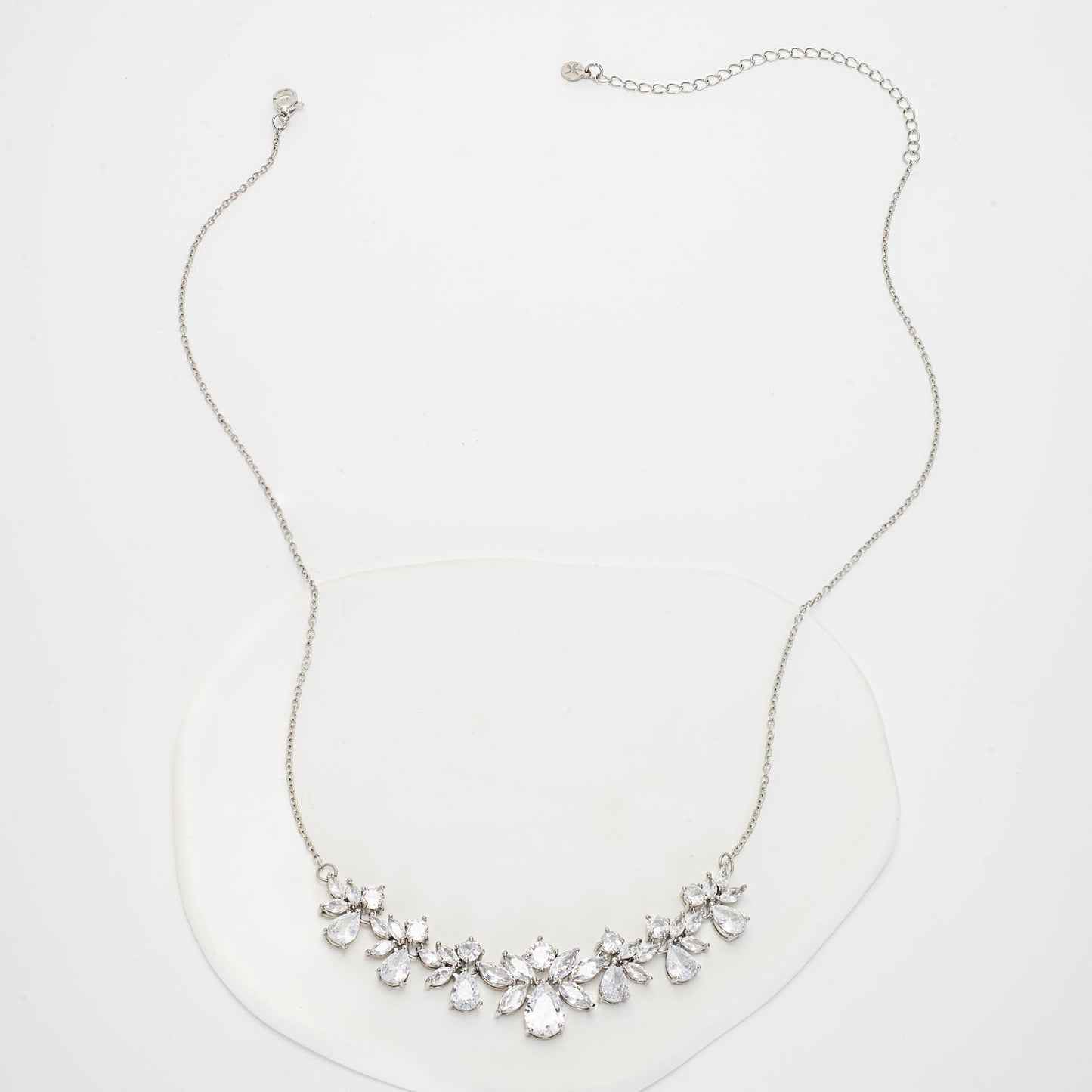 Glittering Garland Platinum and Zircon Necklace