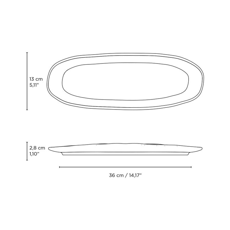 Shallow Organic Oval Platter Large Set of 4