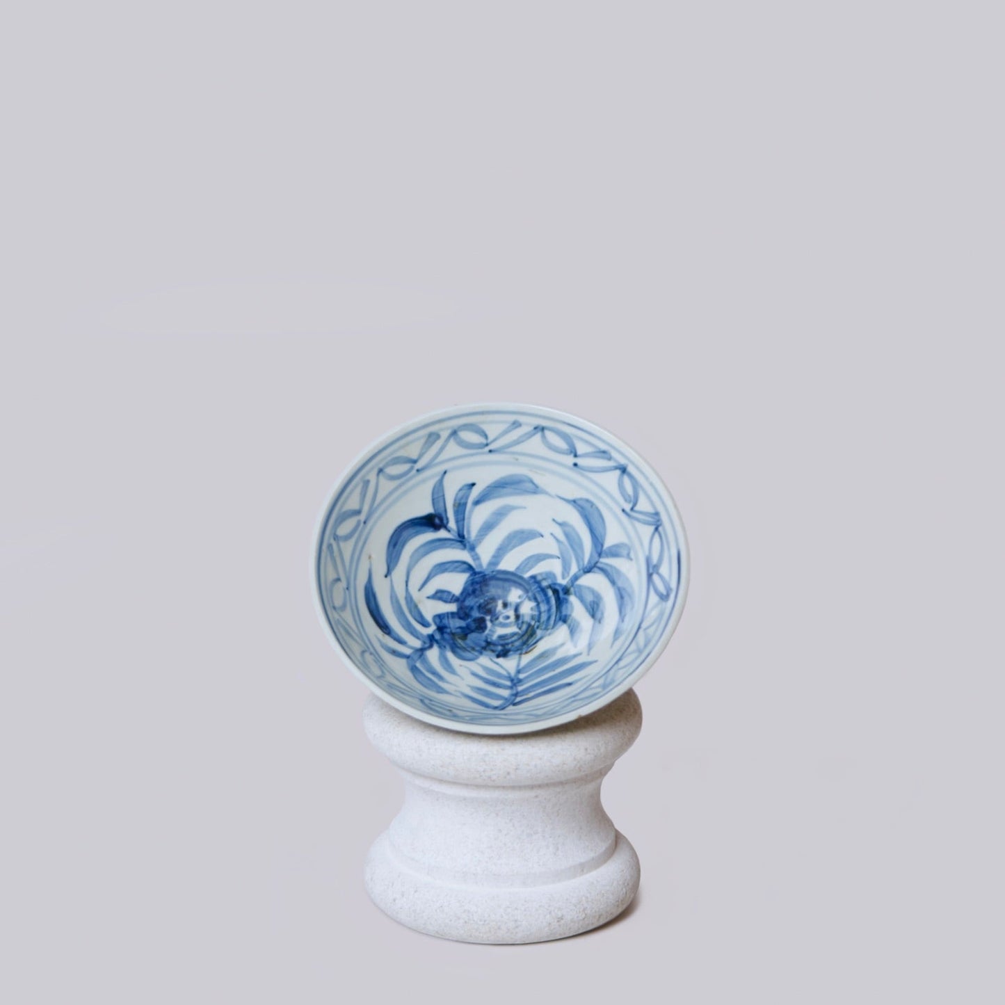 Blue and White Porcelain Floral Conical Bowl