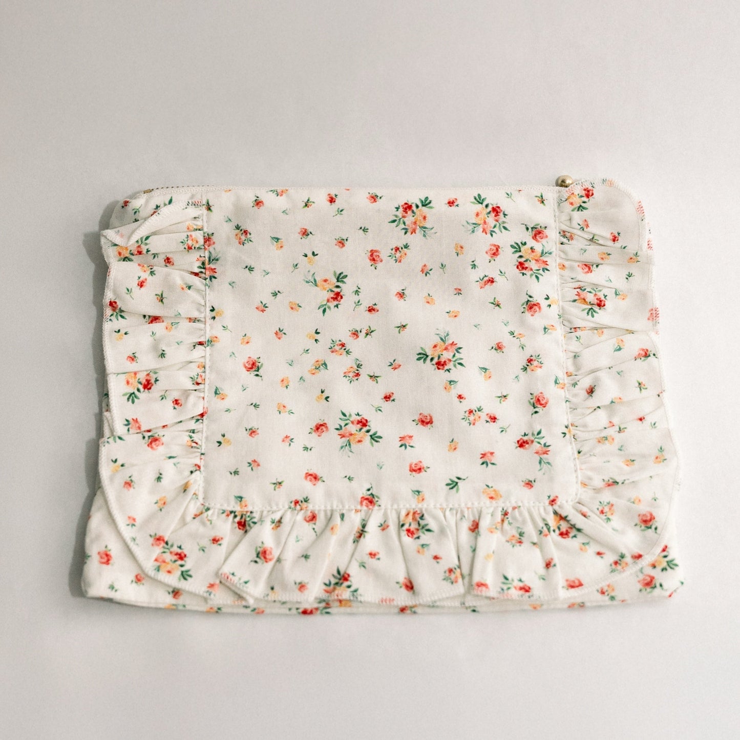 Clementine Bloom | Timeless Floral Ruffle Zipper Pouch