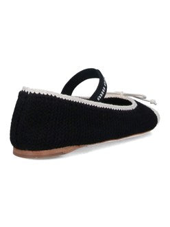 Miu Miu Women Crochet Knit Ballet Flats