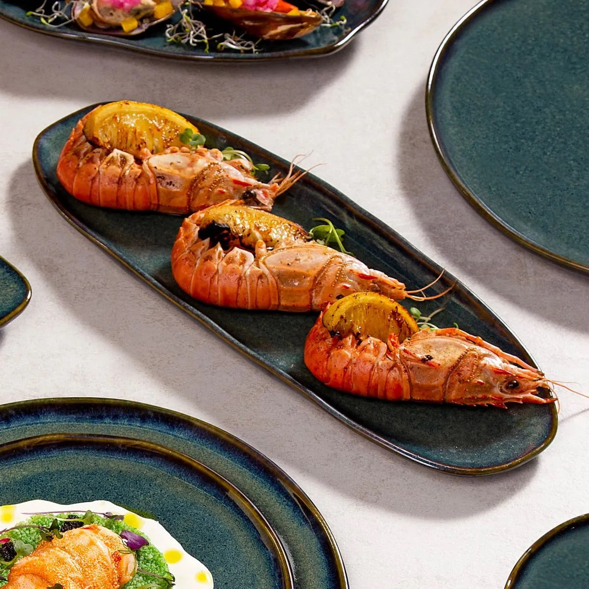 Shallow Organic Oval Platter Large Set of 4