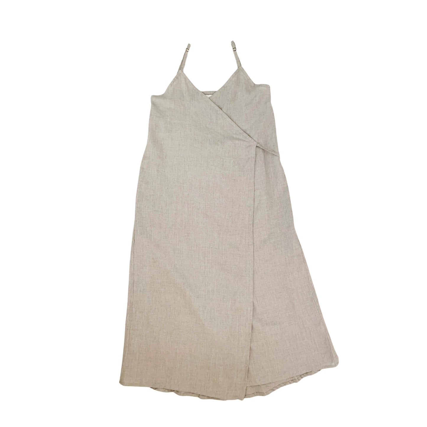 Anita Linen Wrap Front Midi Dress in Natural