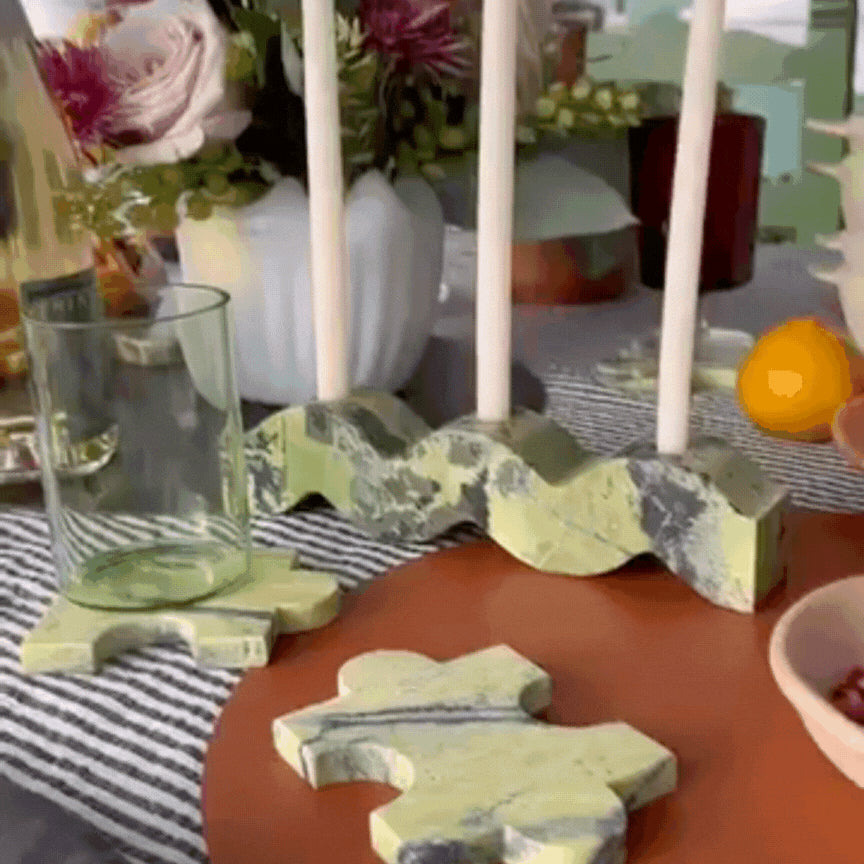 Wavy gemstone candelabra jasper orange