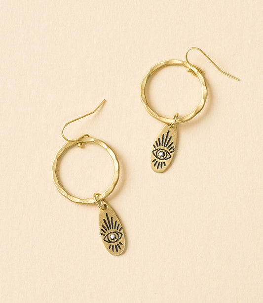 Ruchi Evil Eye Charm Hoop Earrings