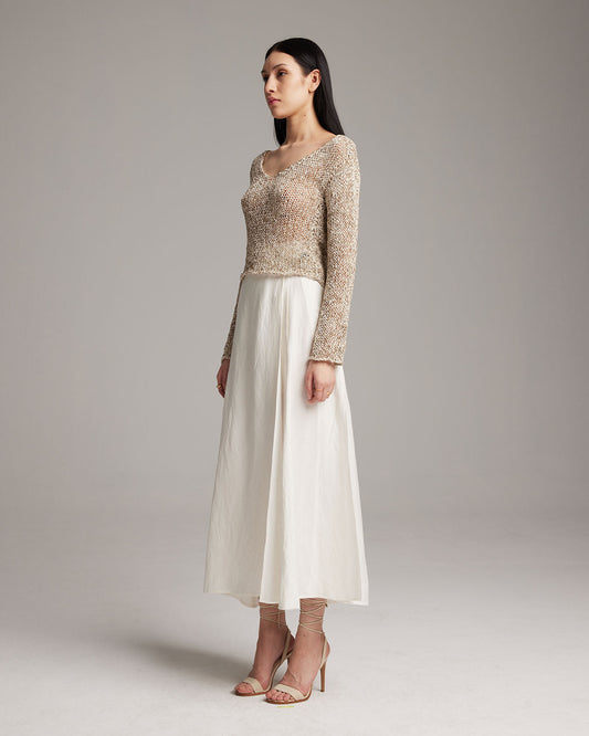 Marble Loose Knit Midlength Crop Sweater