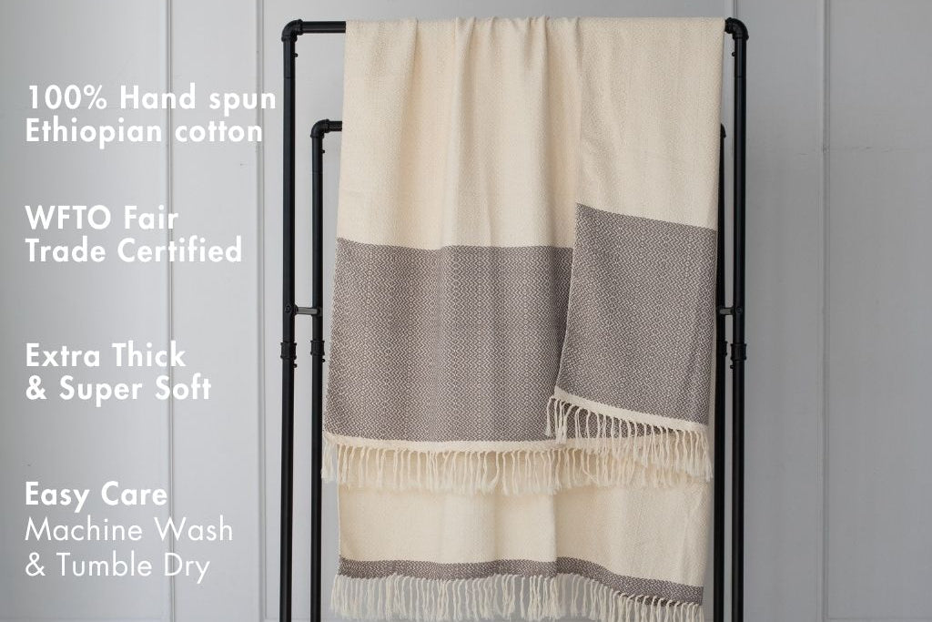 Desta Handwoven Ethiopian Cotton Throw Blanket