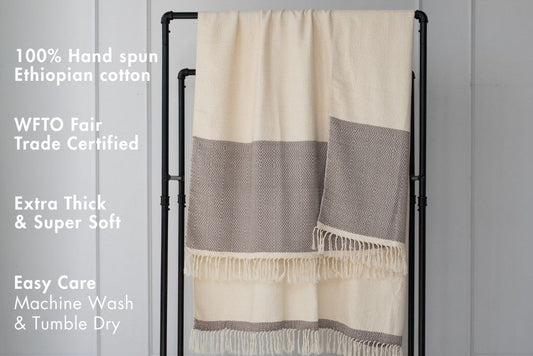Desta Handwoven Ethiopian Cotton Throw Blanket