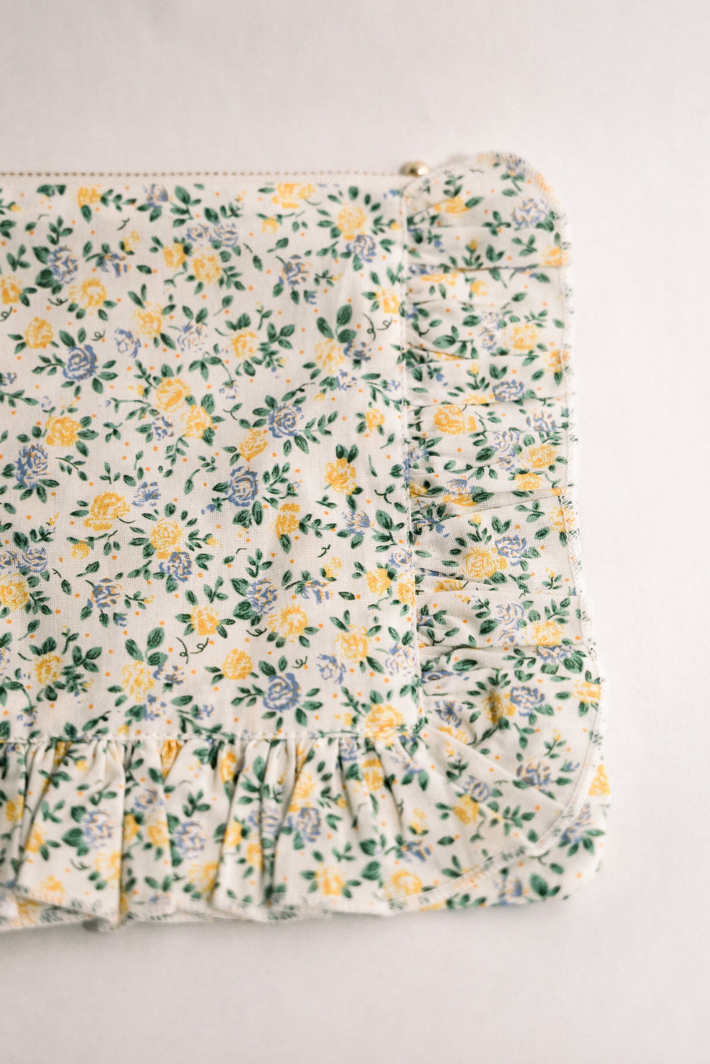 Buttercup Bloom | Timeless Floral Ruffle Zipper Pouch