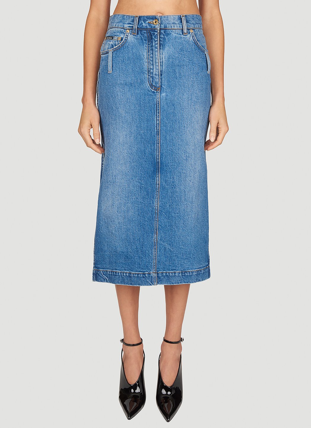 Dolce & Gabbana Women Denim Midi Skirt