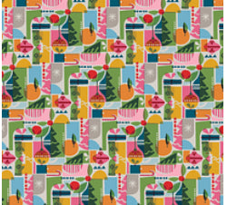 Set of 2 Large Reusable Cloth Furoshiki Gift Wrap | Holiday Shapes & Snow