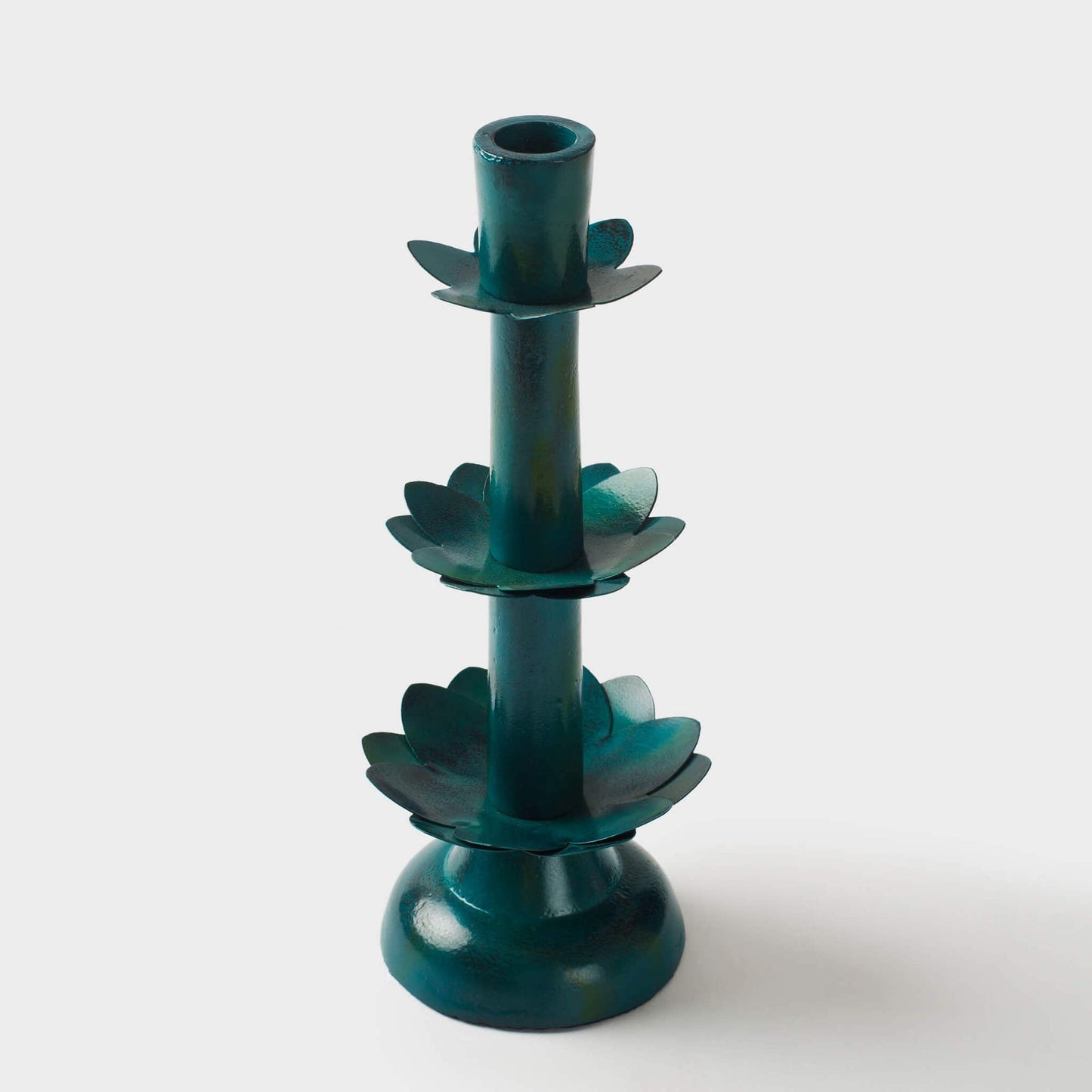 Green Lotus Bloom Tapered Candleholders