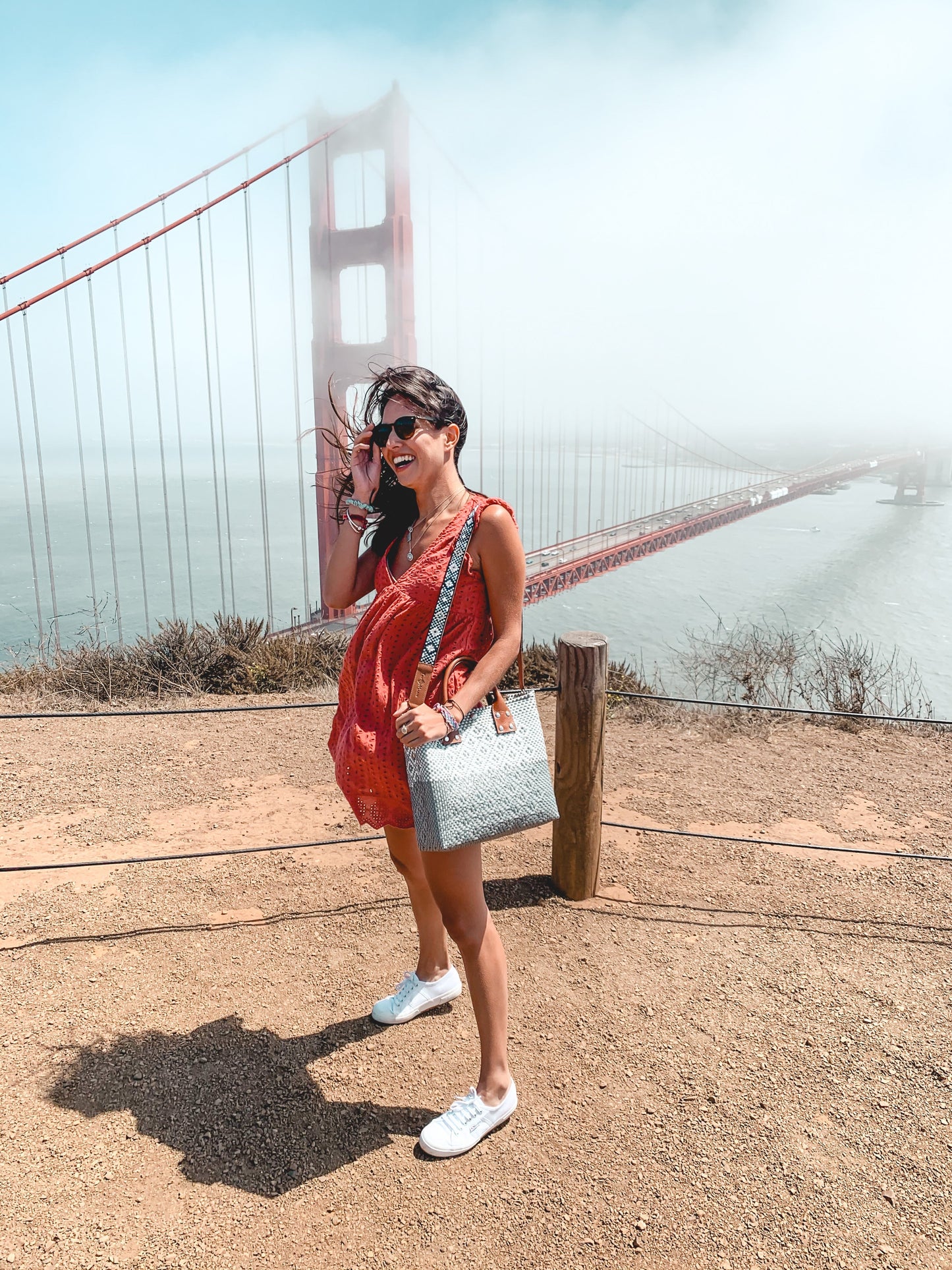 Tin Marin Grey Large Woven Crossbody Bag - Tan Leather