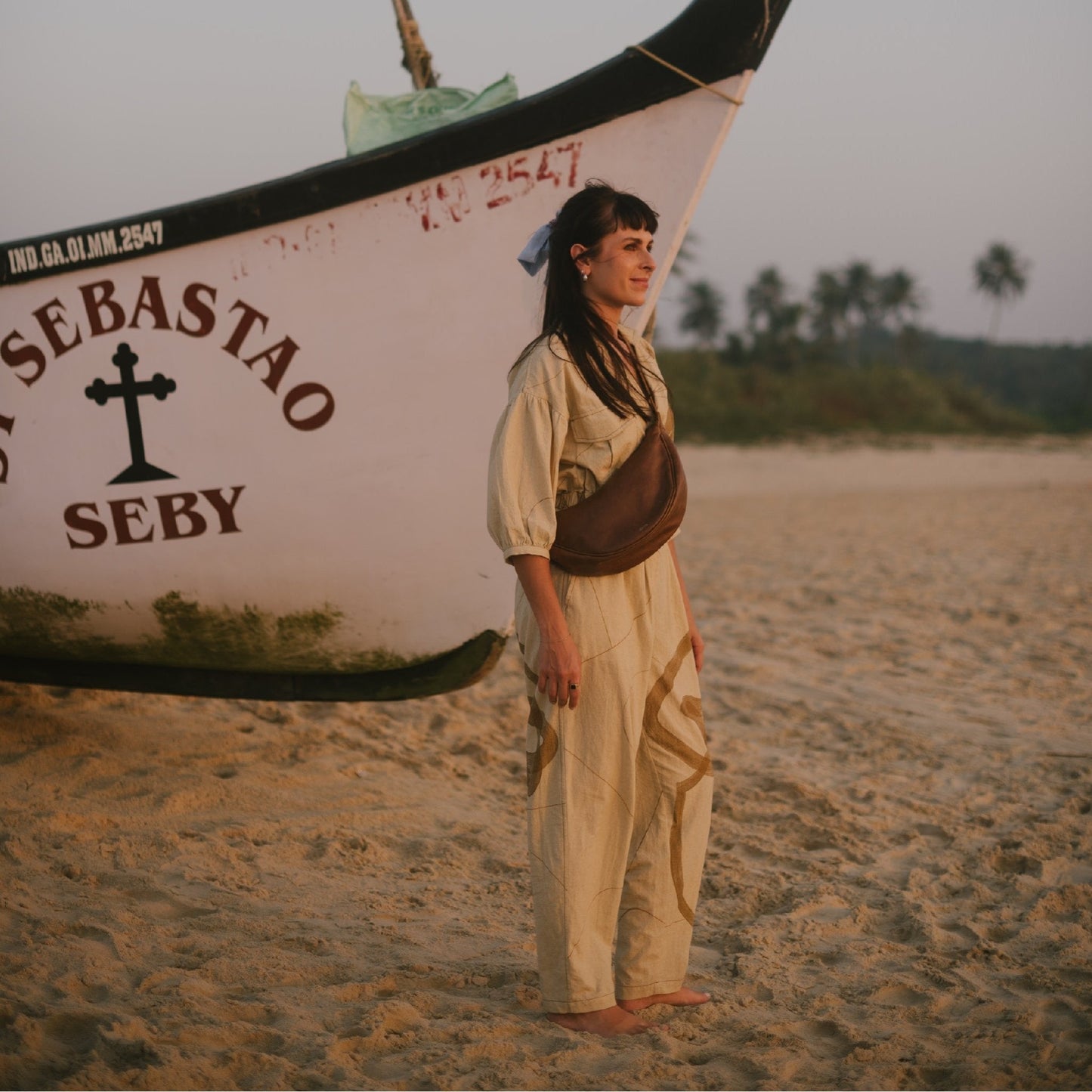 Leather Moon Sling Bag - Vintage Brown