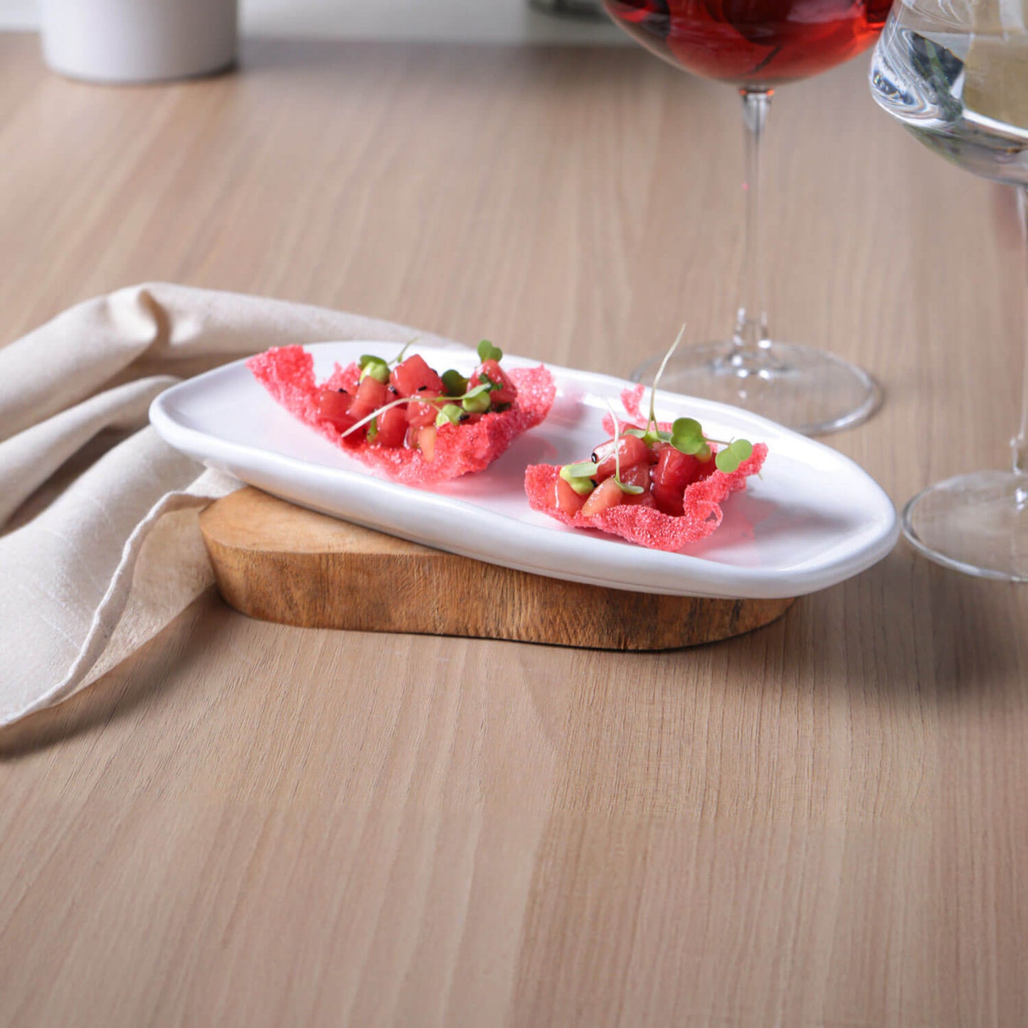 Shallow Organic Oval Platter Small Set of 4