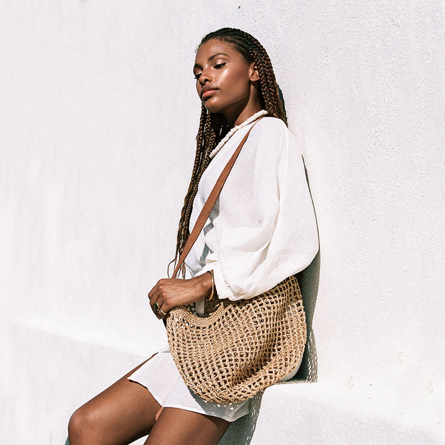 MINGA | Maria Woven Market Bag - Leather Strap