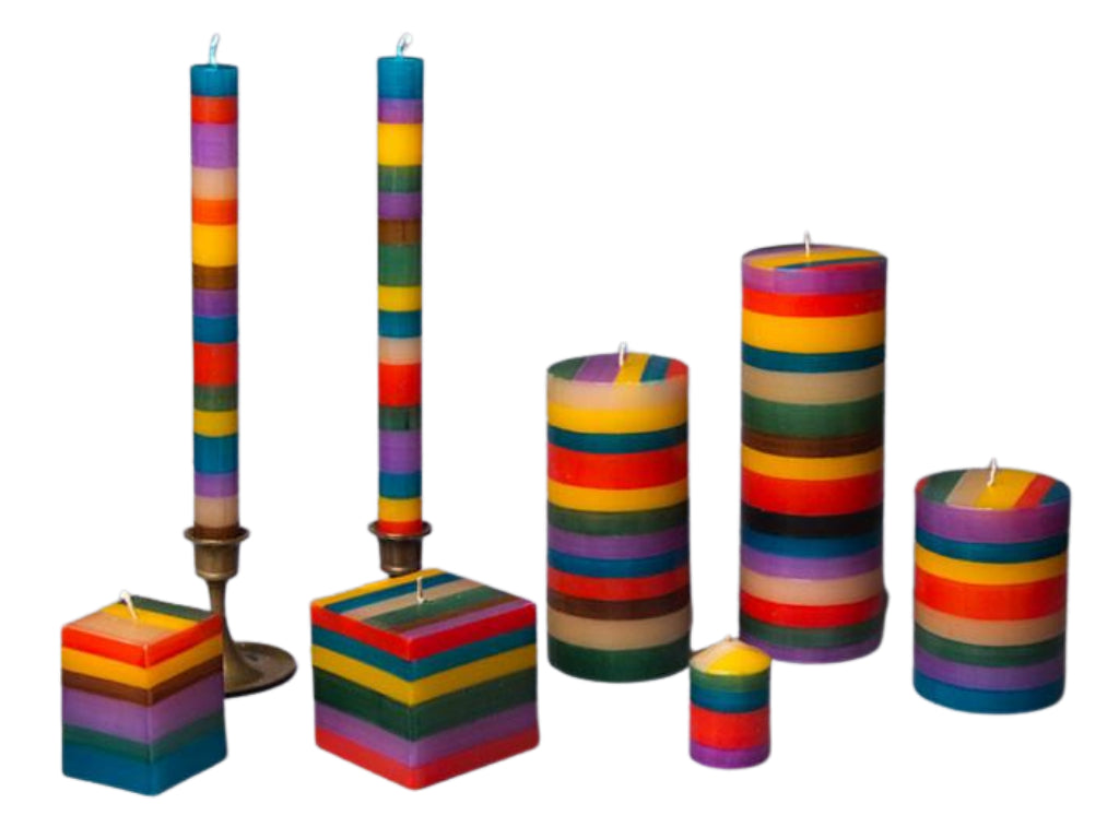 Memphis Stripe Painted Candles