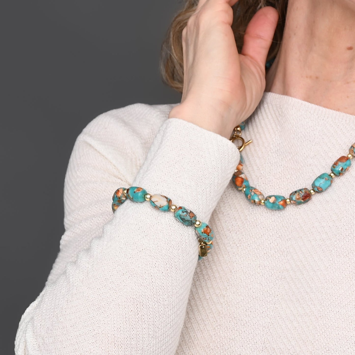 Sierra Bloom Turquoise Emperor Stone Beaded Bracelet