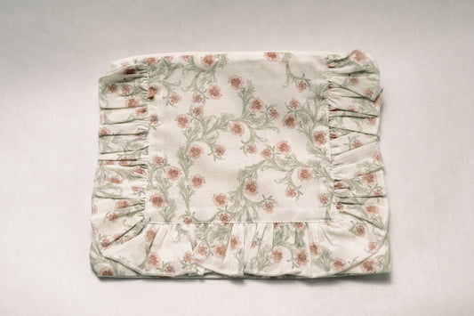 Lilac Vine Scroll |Timeless Floral Ruffle Zipper Pouch