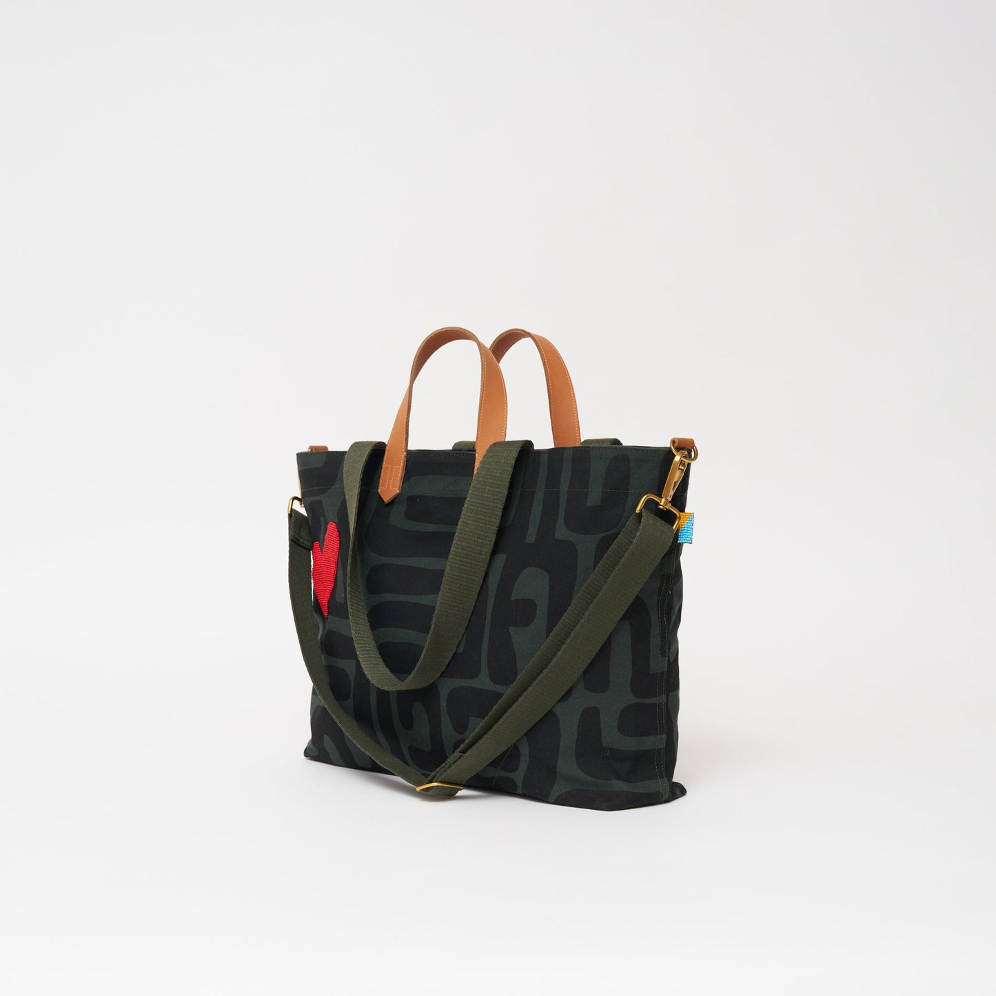 Carryall Bag - Safari Kuba with Red Beaded Heart