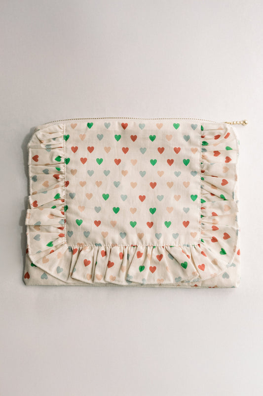 Love In Bloom | Timless Floral Ruffle Zipper Pouch