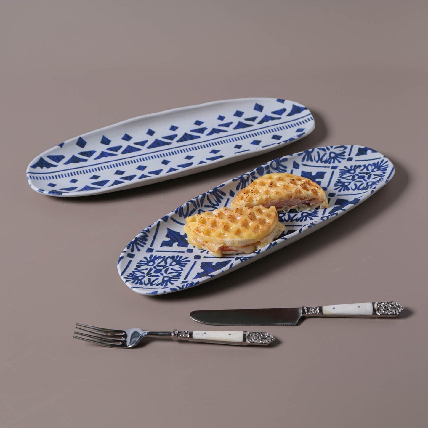 Shallow Organic Oval Platter Large Set of 4