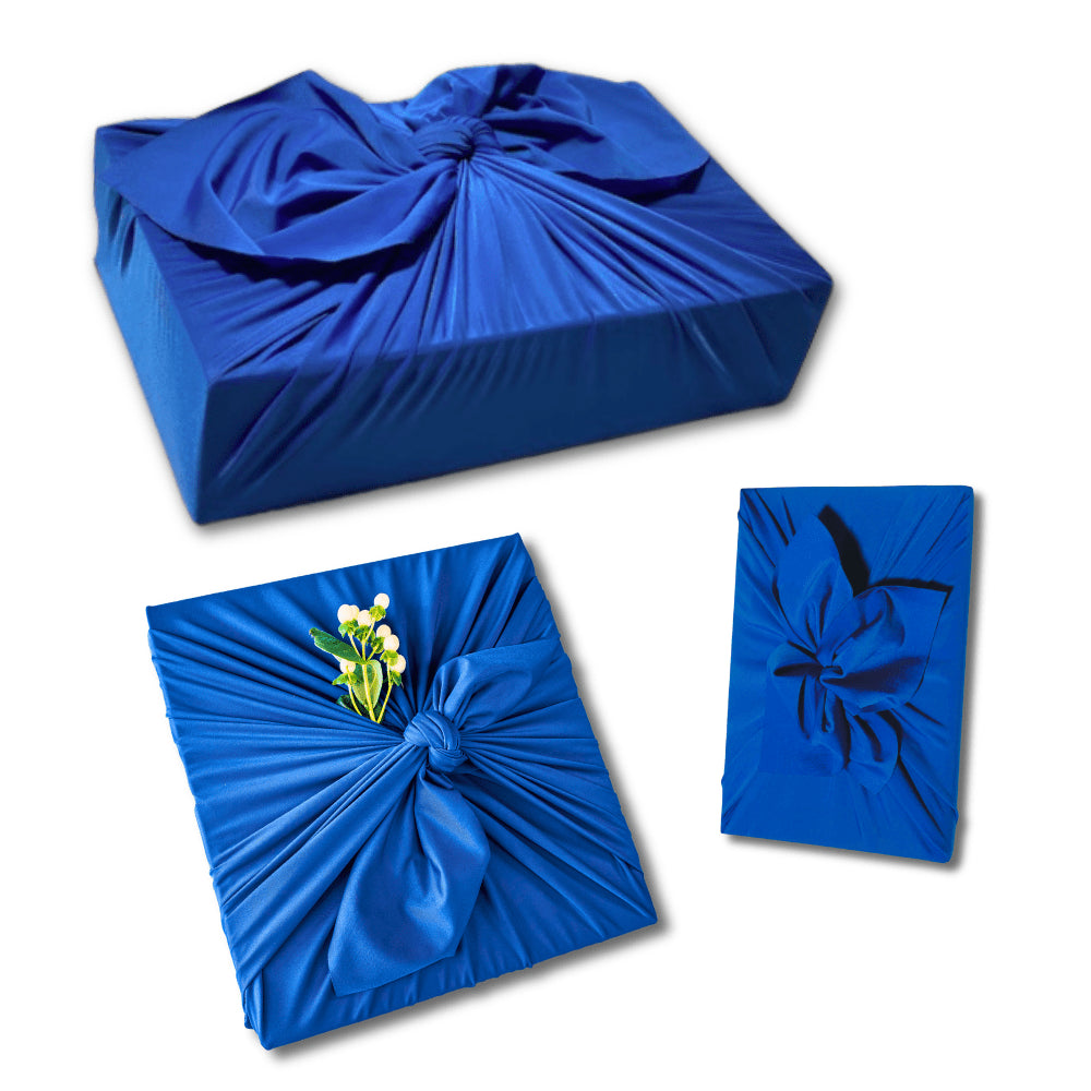 Set of 3 (S, L, XL) Reusable Cloth Furoshiki Gift Wrap | Deep Blue