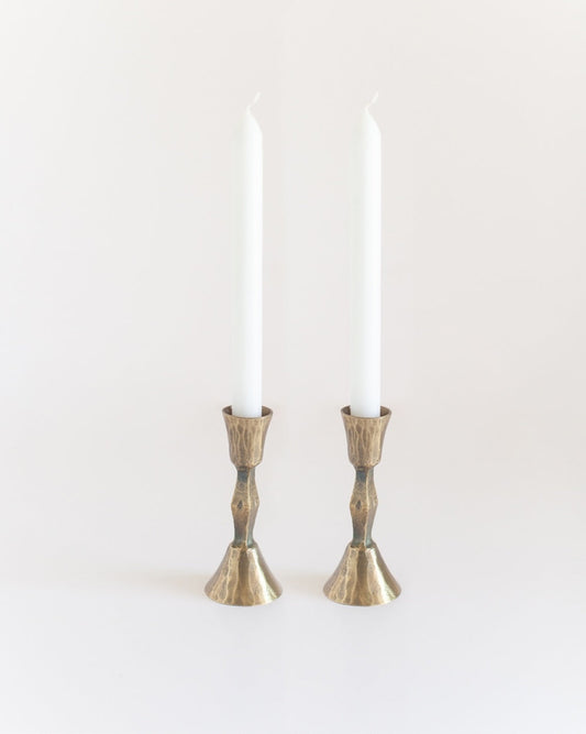 S/2 Low Diamond Candlestand - Brass Finish
