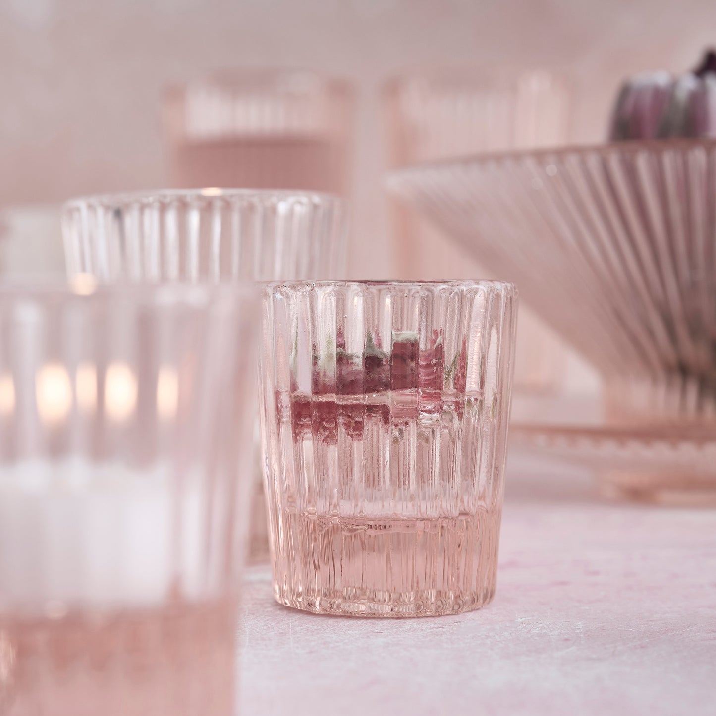 Pressed Pink Shot Glasses - Set of 6