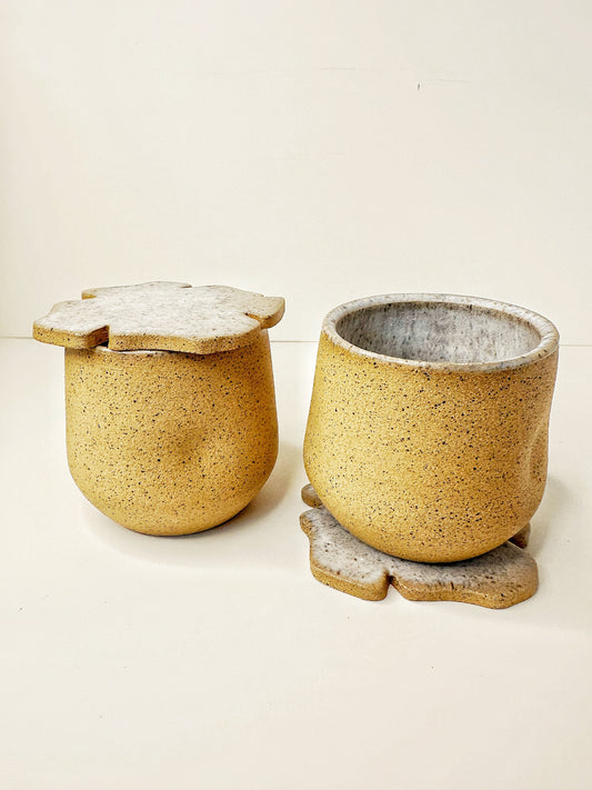 OCEAN SAND CUP SET (2 cups + 2 Flower coaters)