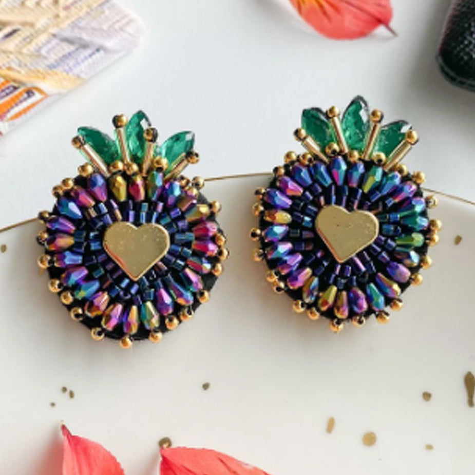 Purple Crown Earring