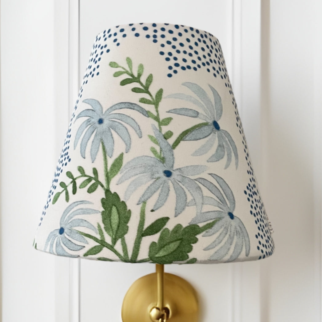 Blue Floral Sconce Shade in Pearl's Bouquet