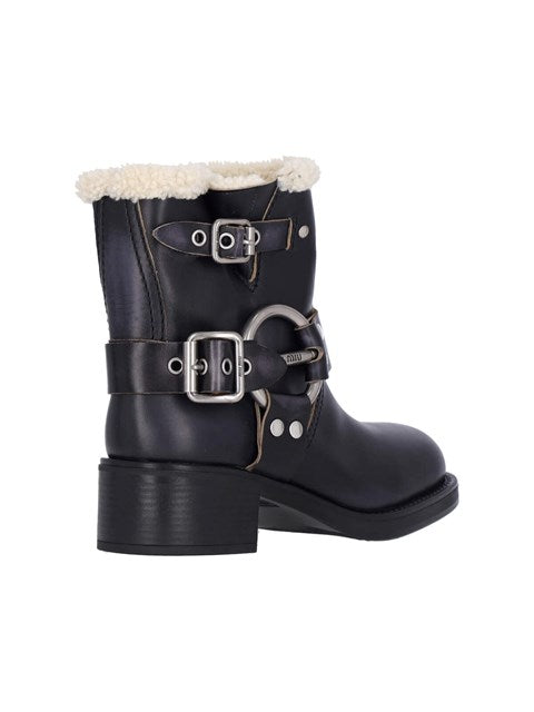 Miu Miu Women Shearling Biker Boots