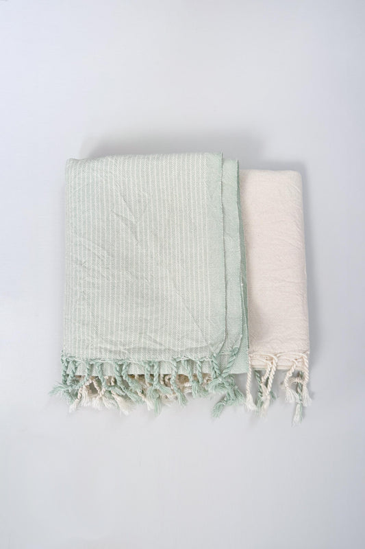 Sage Ivory Tonal Towel