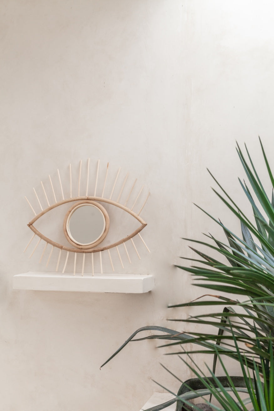 Opened Eye Rattan Mirror
