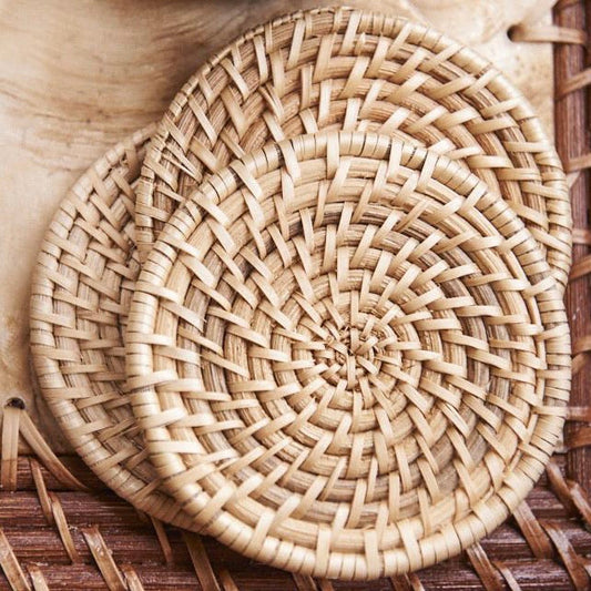 Laguna Woven Rattan Coasters, Set of 2