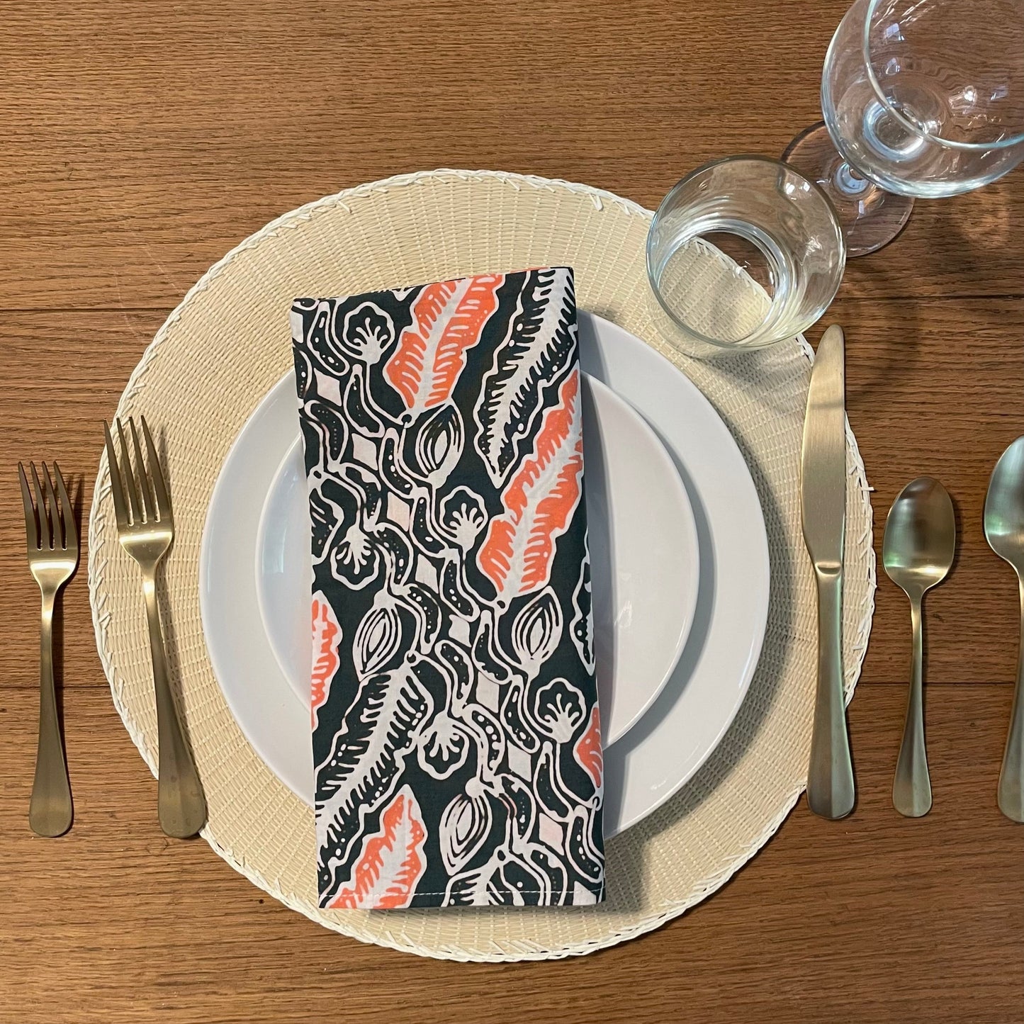 Hand Dyed Batik Cloth Napkin Set of Four - Summer Night