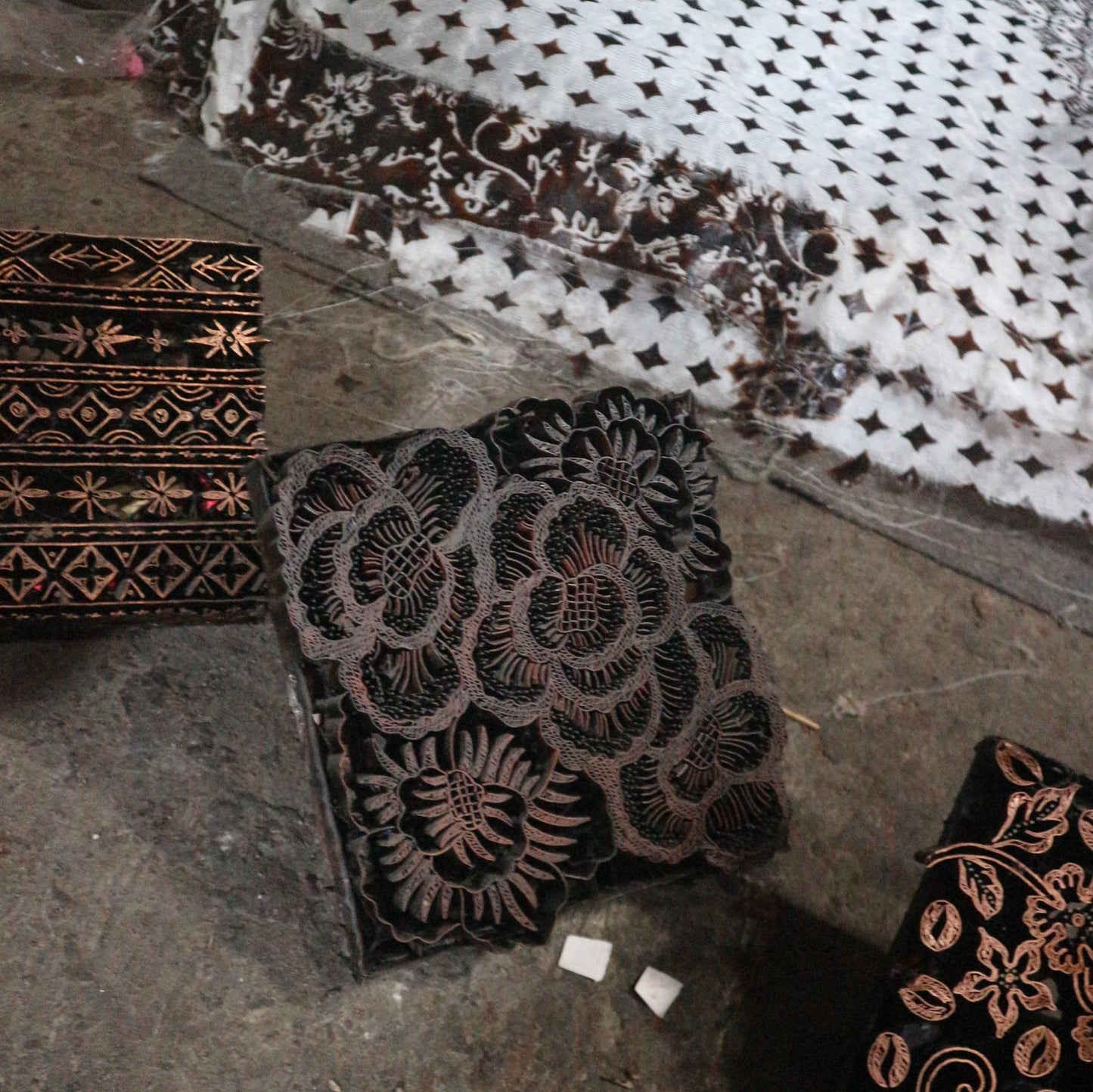 Hand Dyed Batik Scarf - Soft Cotton, Blue Roses, White, Floral, Flower