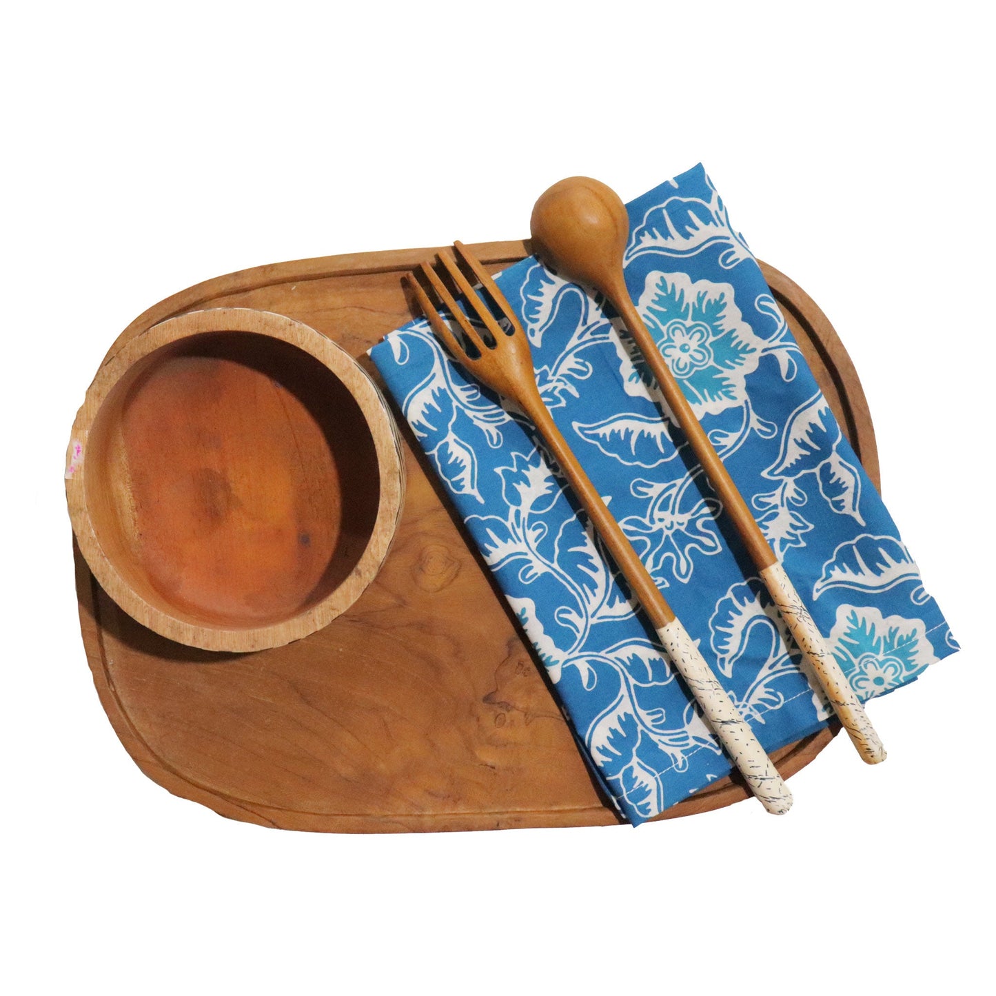 Batik Cloth Napkin Set of Four, Blue Tendril, Hand Dyed, 100% Cotton