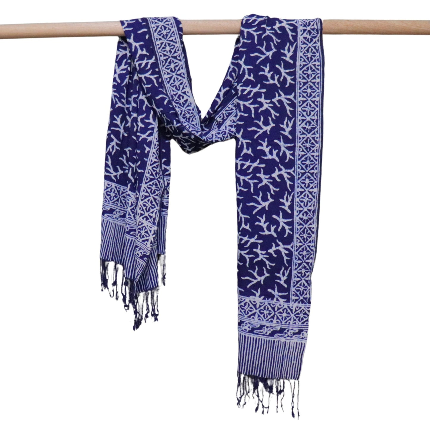 Handmade Batik Scarf - Soft Cotton - Mark, Blue