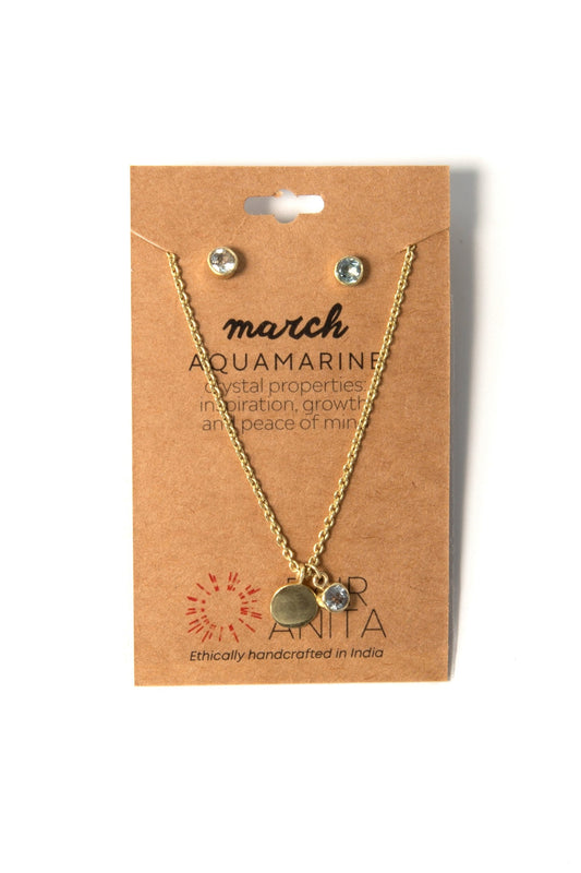 Birthstone Crystal Necklace and Earring Set