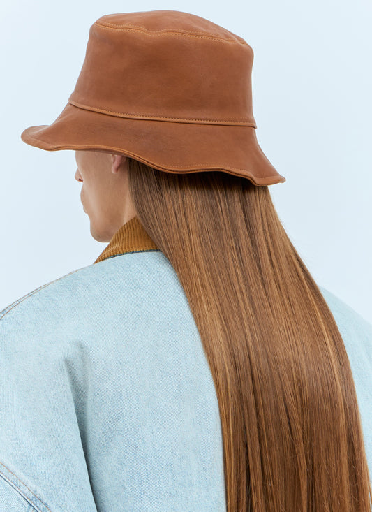Miu Miu Men Logo Leather Bucket Hat