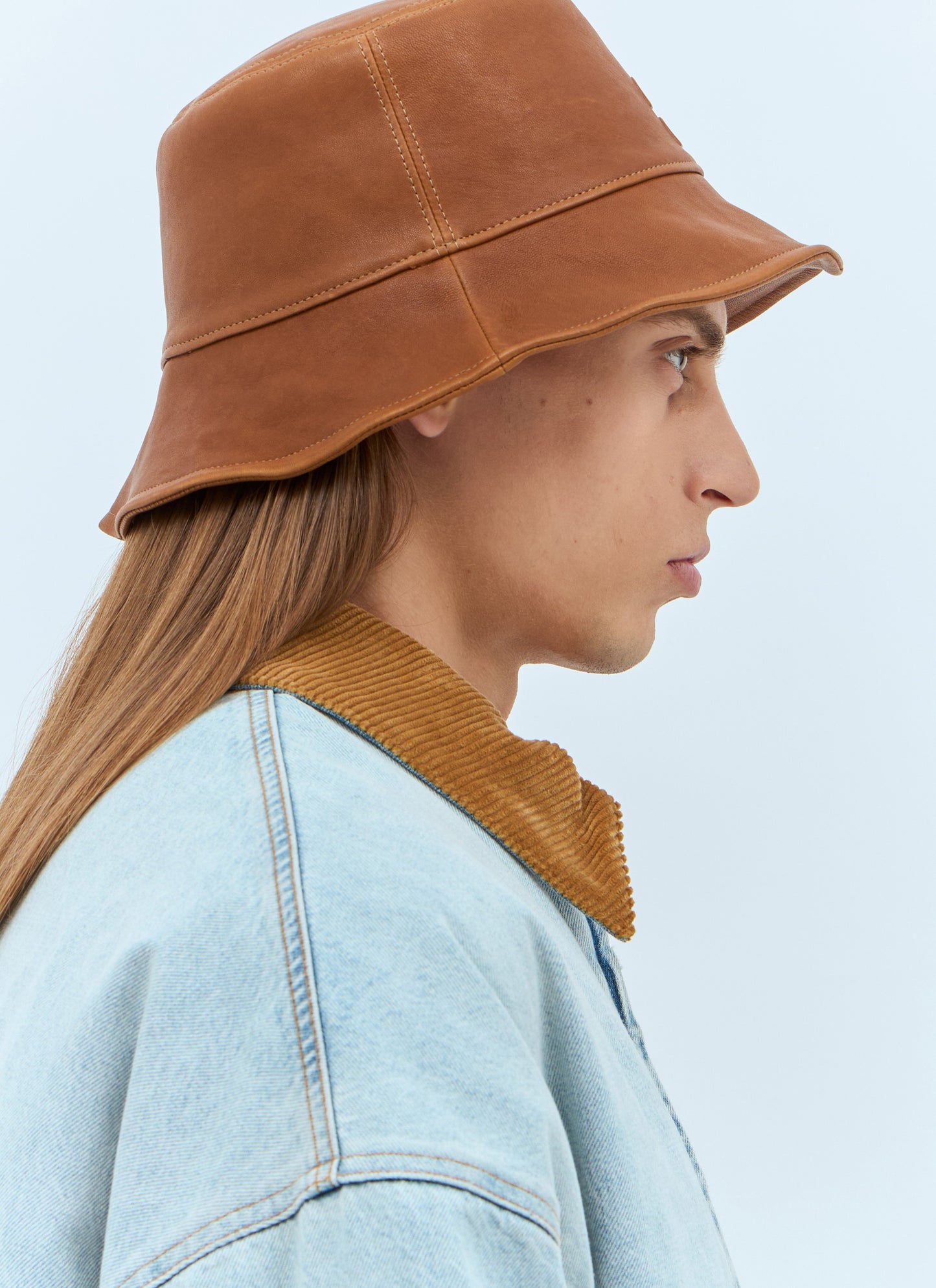 Miu Miu Men Logo Leather Bucket Hat