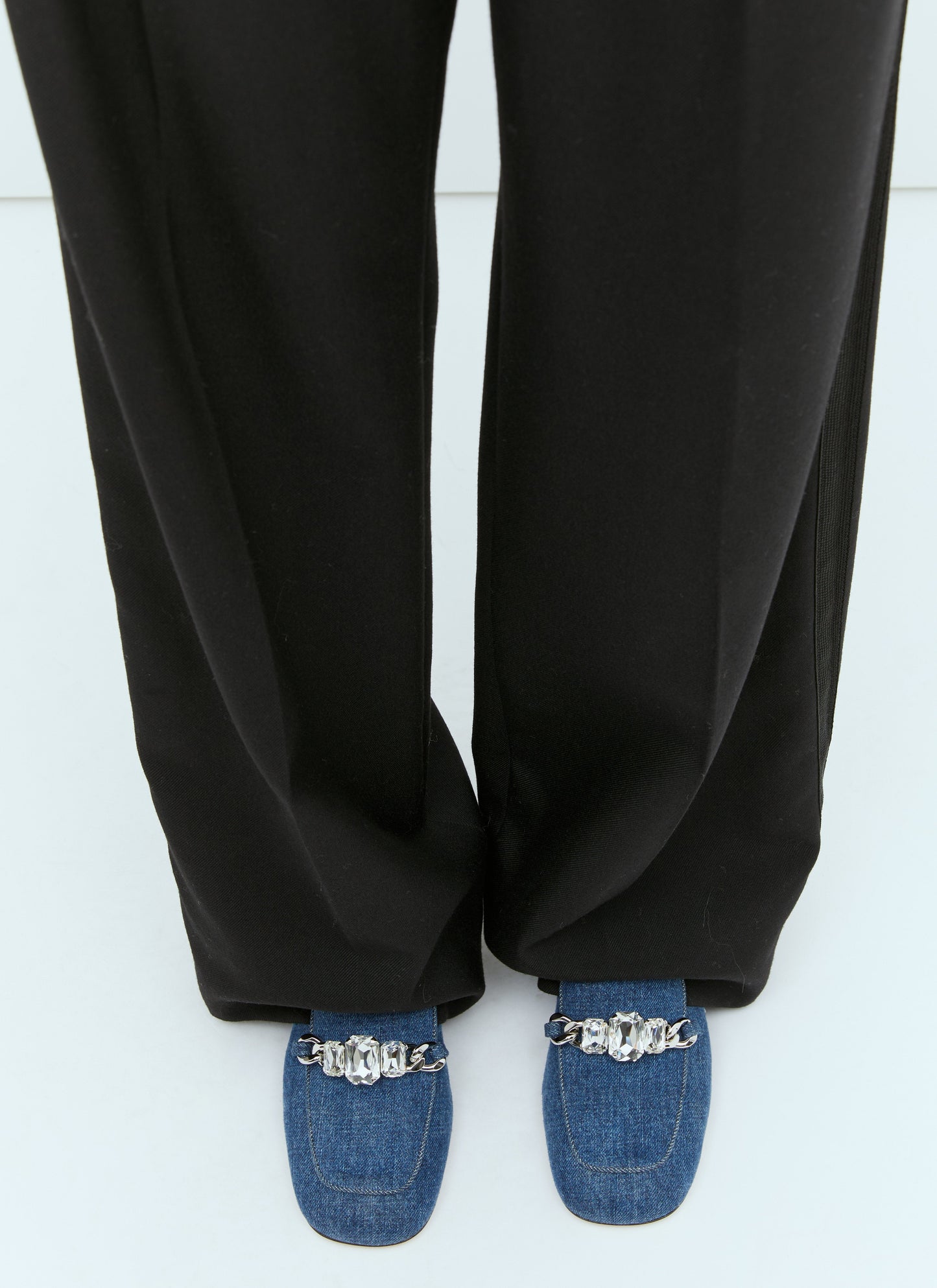 Miu Miu Women Crystal Embellished Denim Pumps