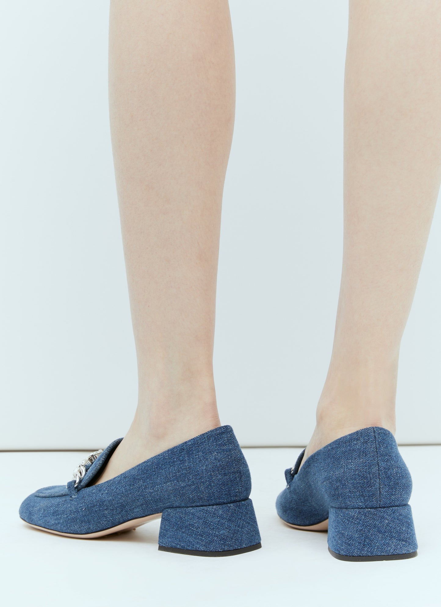 Miu Miu Women Crystal Embellished Denim Pumps