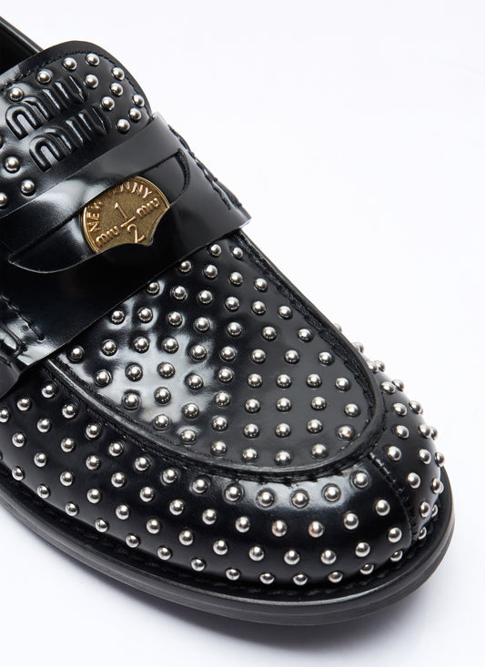 Miu Miu Women Studded Leather Loafers