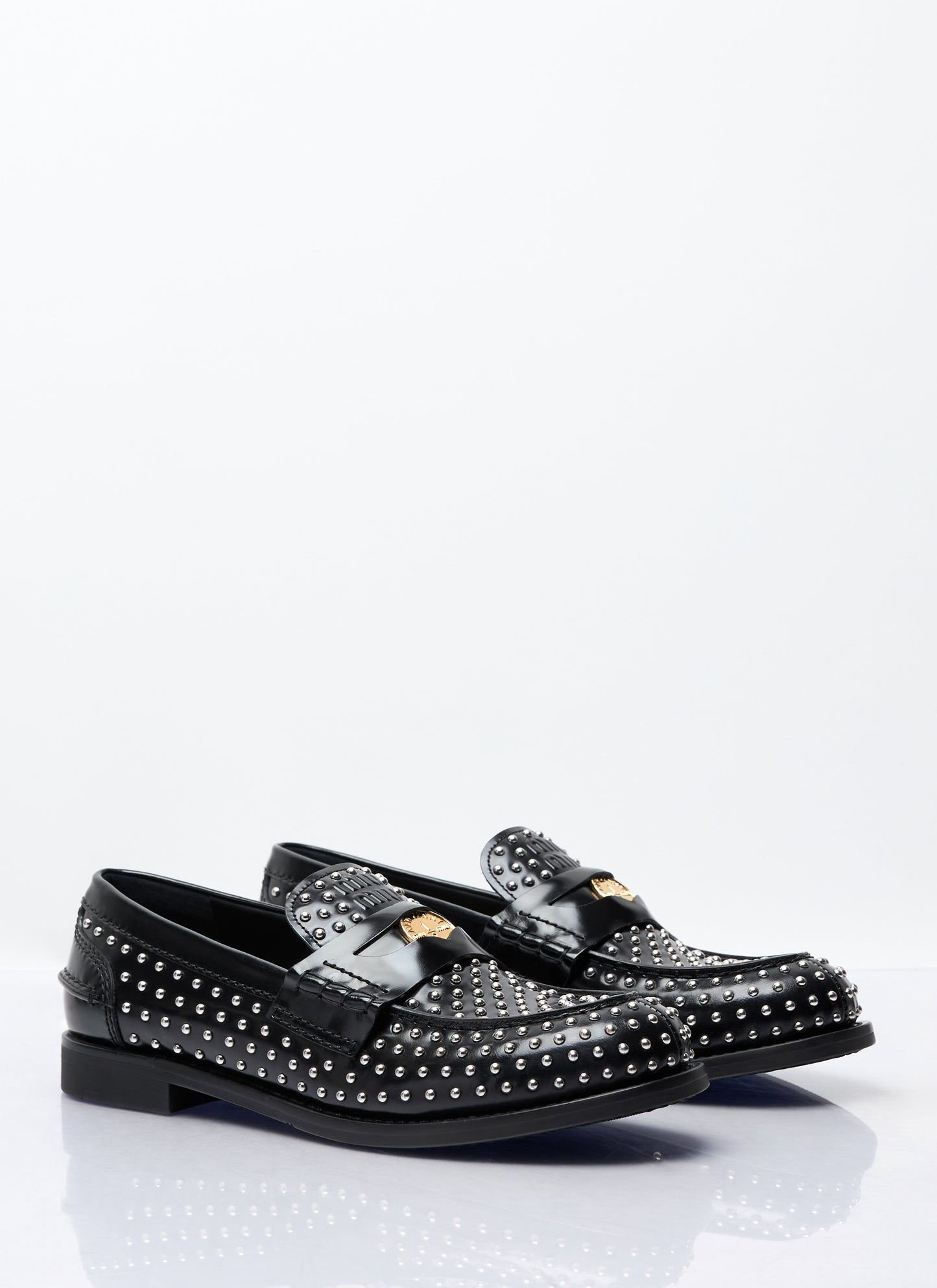 Miu Miu Women Studded Leather Loafers