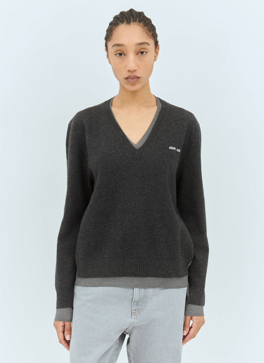 Miu Miu Women Logo Emboidery Sweater
