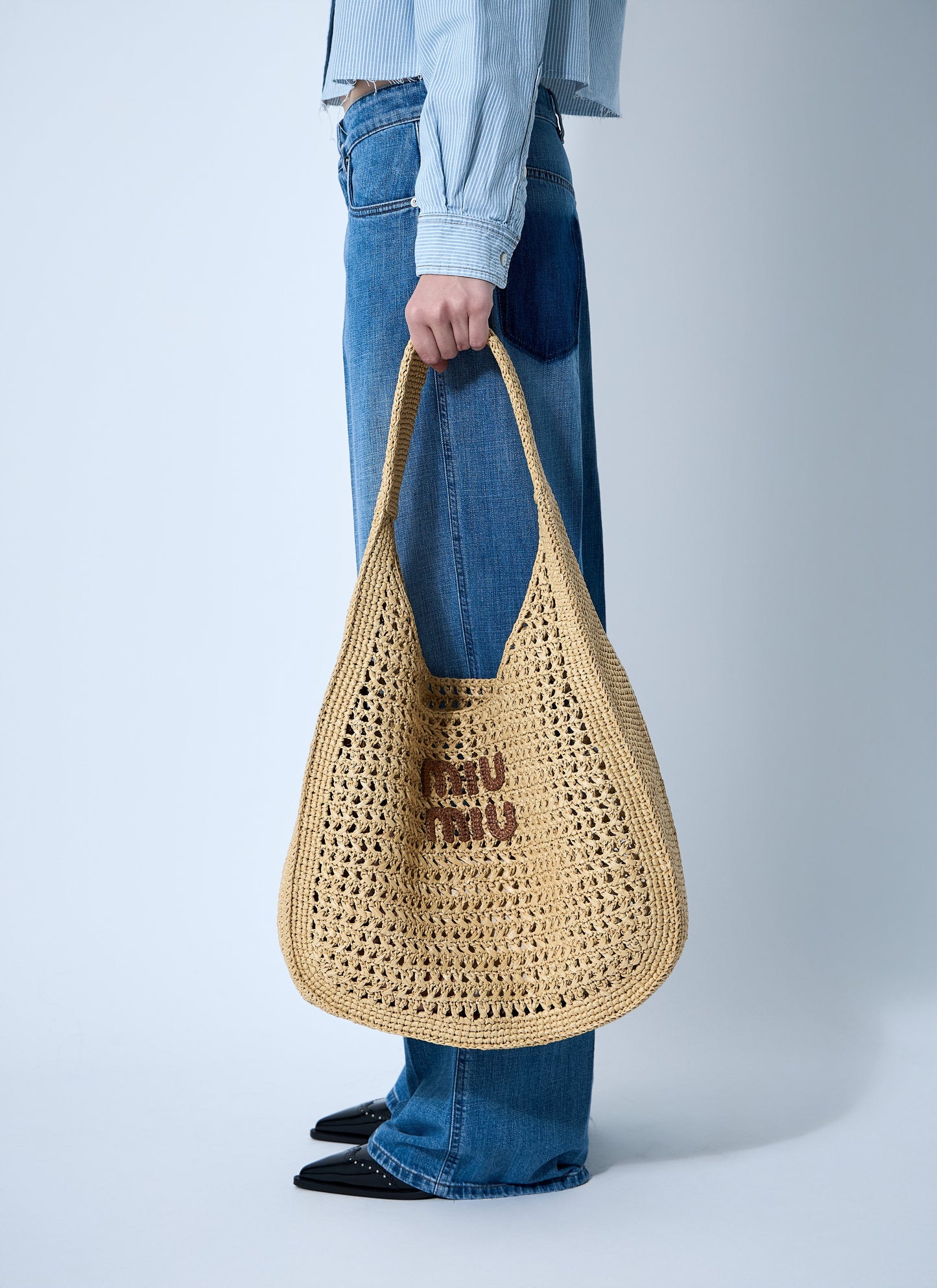 Miu Miu Women Logo Motif Crochet Shoulder Bag